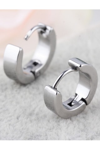 Ince Düz Halka Unisex Erkek Çelik Küpe Çifti 3 MM 2 Renk Mse8