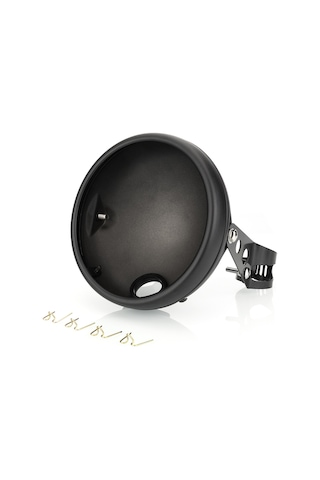 Youtek Motosiklet 7 İnç Çelik/ Demir Mat Siyah Far Kasa, Yeni Ve Kaliteli Modifikasyon Kapsülü