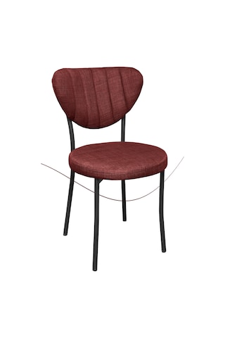 Nemeron Elit Mutfak Sandalyesi Keten Kumaş Metal Sandalye Silinebilir Kafe Salon Sandalyesi - Kırmızı Kırmızı