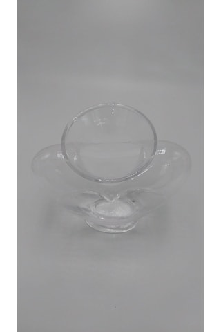 El Yapımı Cam Kalp Vazo Şeffaf 23cm