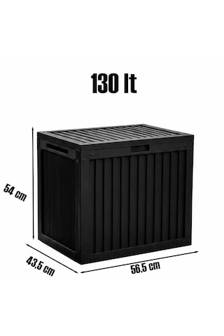 Porsima 161001-010 130lt Kilitli Organizer Kapaklı Bahçe Balkon Kiler Sandığı Çok Amaçlı Depolama Sandığı Siyah Siyah