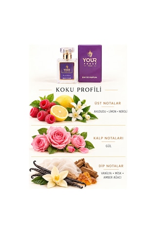 Your Prose K108 Ahududu, Gül Ve Vanilya Notalı Tatlı Meyvemsi Çiçeksi Kadın Parfümü Edp 50 Ml - 8690352000012yp108 Meyveli