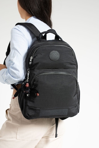 Sanmorris Unisex Suya Dayanıklı Kumaş Laptop Bölmeli 3 Gözlü Siyah Okul Seyahat Sırt Çantası 3005 Siyah