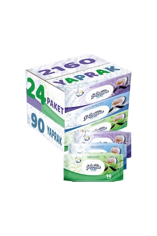 Familia Islak Havlu Mendil 90 Yaprak Karma 24 Lü Set (Lavanta-Min