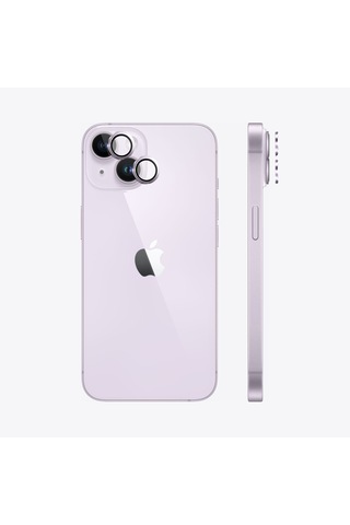 Safeus Safir Temperli Kamera Lens Koruyucu Apple Uyumlu iPhone 14 Plus Ve İle Mor