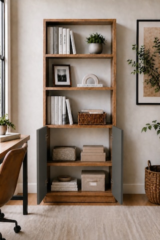 Nesso Kitaplık Çam Antrasit Dolap Çok Amaçlı Dolap Kiler Dolabı 5 Raflı 2 Kapaklı Dolap 180 Cm Yükseklik 34 Cm Raf Aralığı 60 Cm Genişlik 30 Cm Derinlik Atlantik Çam - Antrasit Gri