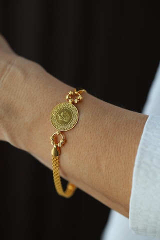 Yenigün Kuyumculuk 14 Ayar Altın Bismark Zincirde 22 Ayar Çeyrek Altınlı Bileklik