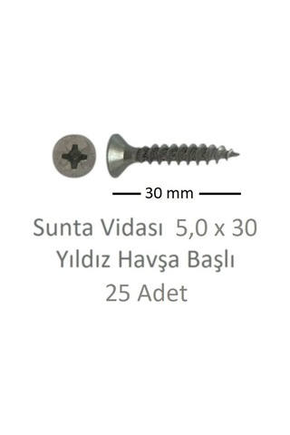 Sunta Vidası, 5,0 X 30 Mm, 25 Adet, Yhb Vida 5 x 30