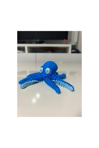 Setra 3d Studio Setra 3d Hareketli Mafsallı Dev Ahtapot - 17.5 Cm Büyük Boy - Mavi Renk Rahatlatıcı Figür