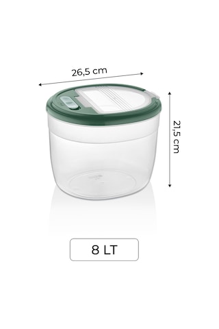 4'lü Büyük Boy Kilit Kapaklı Un Bakliyat Saklama Kabı - Saklama Seti 8 Litre Yeşil