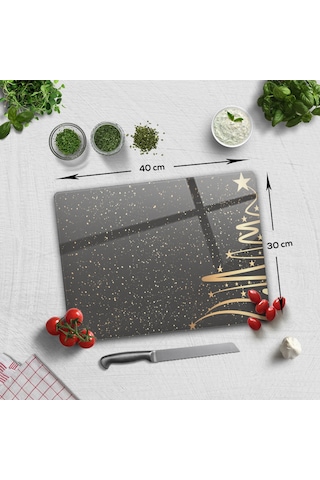 Decorita Cam Kesme Tahtası|Yeni Yıl Füme|30cm x 40cm