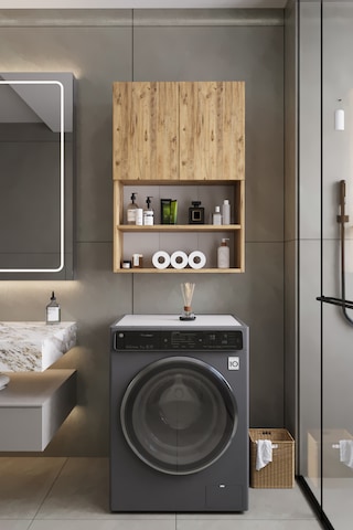 Deniz Modern Banyo Dolabı 2 Kapaklı Raflı Düzenleyici Çok Amaçlı Atlantik Çam