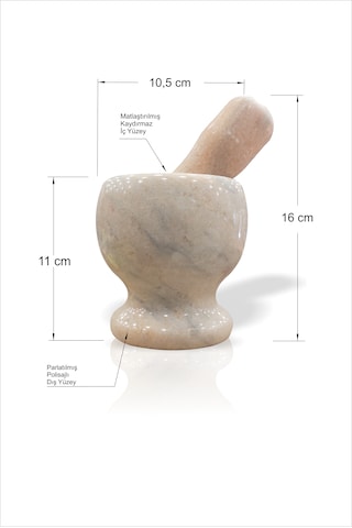 Bej Gerçek Ağır Mermer 11 Cm Sarımsak Çeşni Ezici Havan Tokmak