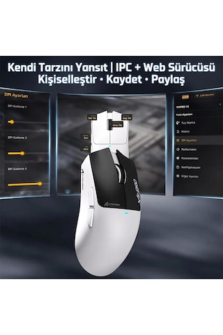 Attack Shark X11 Pro V2 Tft Ekranlı Şarj Standlı Kablosuz Oyuncu Faresi Standart