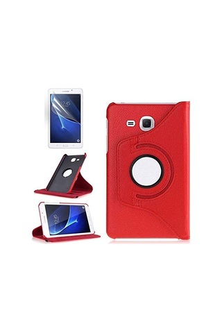 Aksesuarcim 4 Sm-t280 T285 İle Uyumlu Kılıfı Suni Deri 2 Farklı Stand Olabilen Darbe Korumalı 360 Dönebilen Tablet Kılıfı Kırmızı Sku: Zeusb0fhhx2dnd Arka Kapak