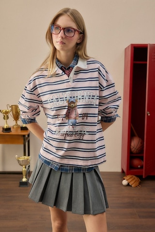 Defacto %100 Pamuk Overshırt Fıt Yarım Fermuarlı Baskılı Sweatshirt H4215ax26wnpn141 Pembe-pn141