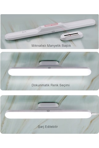 Martı Ledli Aplik Şarjlı Led Işık Mıknatıslı Beyaz Hero Led Aplik