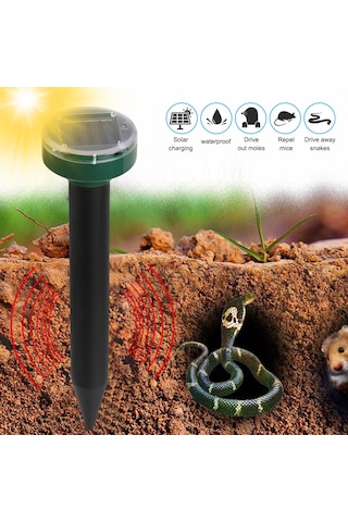 Kosona Güneş Enerjili Ultrasonik Sürükleyici - Sıçan, Yılan, Köstebek Ve Haşere Kovucu - Dış Mekan Ledli, Su Geçirmez, 7000 Karesel Fit Kapsama Alanı