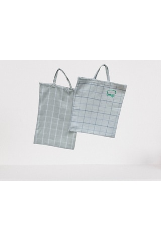 PAZAR ÇANTA 2 Adet Döşemelik Kareli Kumaş Model Renkli  Desenli 30 kg Taşıma Kapasite El Yapım