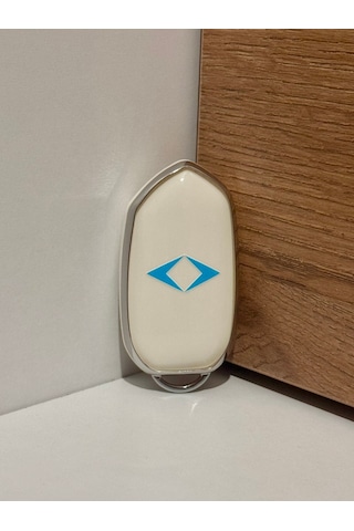 Amblemli Togg T10x-t10f Uyumlu Anahtar Kılıfı Beyaz-gumuş