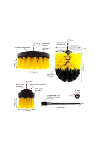 Sones 31'i 1 Arada Zemin Duvar Pencere Cam Temizleme Kireç Çözücü Elektrikli Matkap Fırça Başlığı Seti