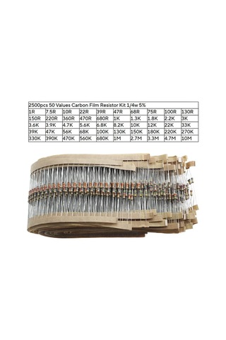 Honeybeeshop 50 Değer 2500 Adet Karbon Film Direnç Kiti 1 4w 5 Tolerans 1 Ohm 10m Ohm Elektronik Projeler Çok Yönlü Dayanıklı Kararlı