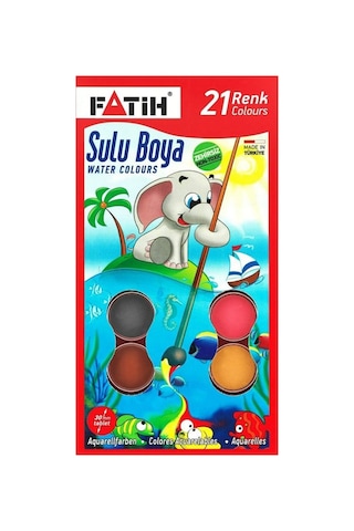21 Renk Fatih Sulu Boya 35x50 Cm Telli Spralli Resim Defteri Resim Paleti Resim Fırçası Temizleme Kabı Suluboya Okul
