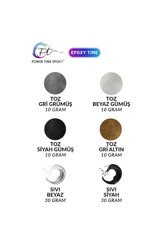 6'lı Epoksi Pigment Boya Seti Dark/ Epoksi Için/ 4 Adet Toz Sedefli - 2 Adet Sıvı Opak-transparan