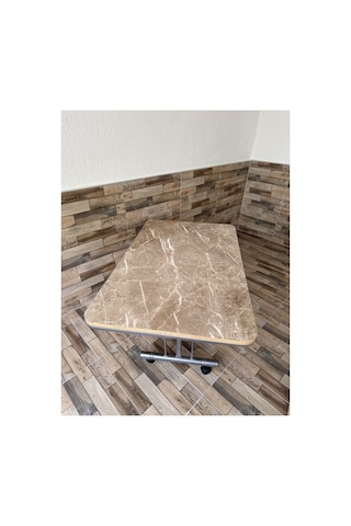 Tekerlekli Orta Sehpa, Tekerlekli Sehpa, Pratik Orta Sehpa, 70x110cm Masa, Tekerli Sehpa Kahverengi