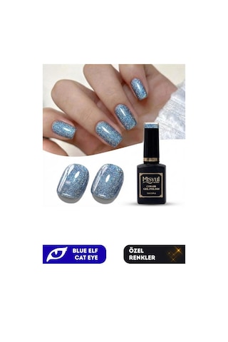Misyul Uv Led Kalıcı Oje Nail Art 15 Ml Blue Elf Cat Eye Ec04