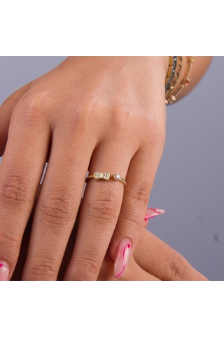 Goldkupe 14 Ayar Altın Fiyonk Formlu Ayarlanabilir Yüzük 1,56 Gr-6416