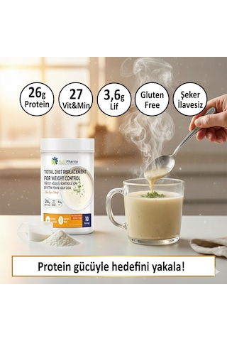 Whey Proteinli Diyet Tavuk Çorbası Yüksek Proteinli Çorba Öğün Tozu, 600g