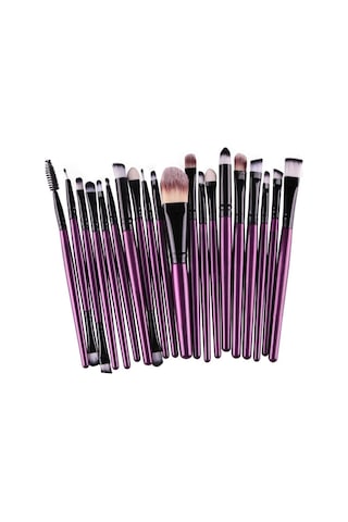 Cbtx Ahşap Saplı Makyaj Fırça Seti Mor - Siyah 20'li