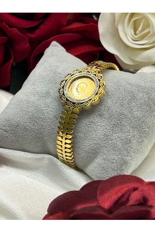 Yarım Altın Eski Tarihli Kulplu 22 Ayar Sevgililer Gününe Özel Bileklik Hediye