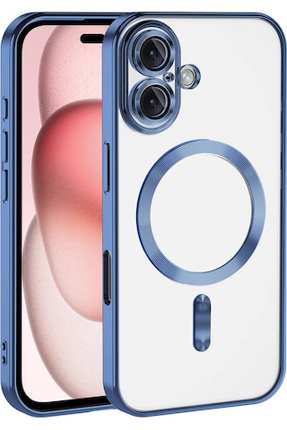Zore Apple Uyumlu iPhone 16 Plus Kılıf Kamera Korumalı Magsafe Wireless Şarj Özellikli Demre K Mavi