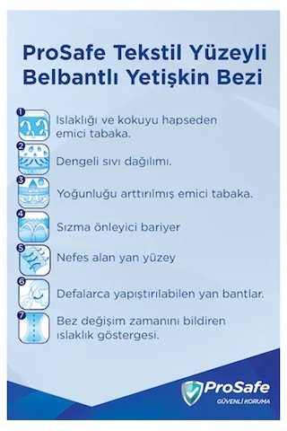 Prosafe Belbantlı Medium Büyük Boy Hasta Bezi 90 Adet 3x30 Paket M