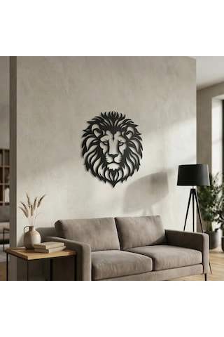 Aslan Başı Duvar Tablosu Mdf Lazer Kesim Modern Aslan Figürlü Duvar Süsü Güçlü Dekor