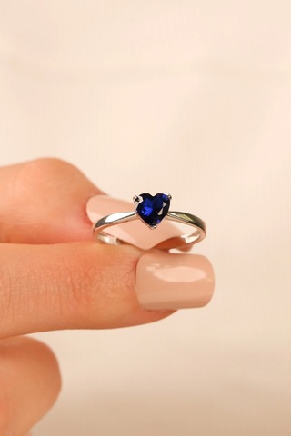 Çgkmücevherat Mavi Kalp Taşlı Altın Yüzük Klpyzk001 Gold