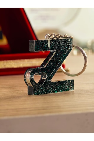 Harfli Anahtarlık Epoksi Kişiye Özel Yapım El Yapımı Harf Anahtarlık Kalp Model Özel Tasarım Hediyelik Ürün Kalp Desenli Simli Anahtarlık Bakır - Pembe