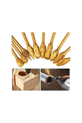 6588 Mini Karbür Freze Uç Seti 10 Parça Sap: 3mm