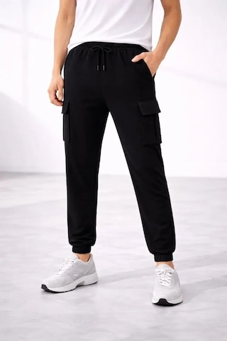 Efnaz Style Erkek Jogger Eşofman Altı Regular Fit , Kargo Cepli, Lastikli Paça, Günlük Spor Pantolon - Siyah