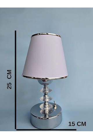 Fey Abajur Pilli Kablosuz Masa Lambası 25 Cm, El Yapımı Krom Metal Ayaklı Beyaz Kumaş Başlıklı, Başucu Lambası, Komodin Lambası, Dekoratif Gece Lambası, Beyaz Işık,pilli Abajur