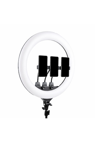22 Inç Ring Light Mega Boy Döküm Ayaklı Kuaför Makyaj Işığı Youtube Canlı Yayın Led Halka Lüx Siyah