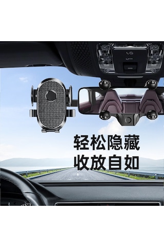 Samdoo Siyah Araç Geri Görüş Aynası Telefon Tutucu - Ar Navigasyon, 360 Döner, Kolay Kurulum, Çok Fonksiyonlu Diğer