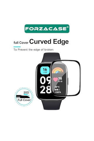 Forzacase Xiaomi Redmi Watch 6 İle Uyumlu Çerçeveli Tam Kaplayan 3d Pet Ekran Koruyucu Film - Fc016