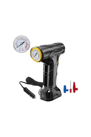 Yaozixa Siyah El Tipi Akıllı Lastik Pompa - Otomobil Bisiklet İçin Hızlı Şişirme, Mekanik Manometre, Led Işık, Taşınabilir 12v