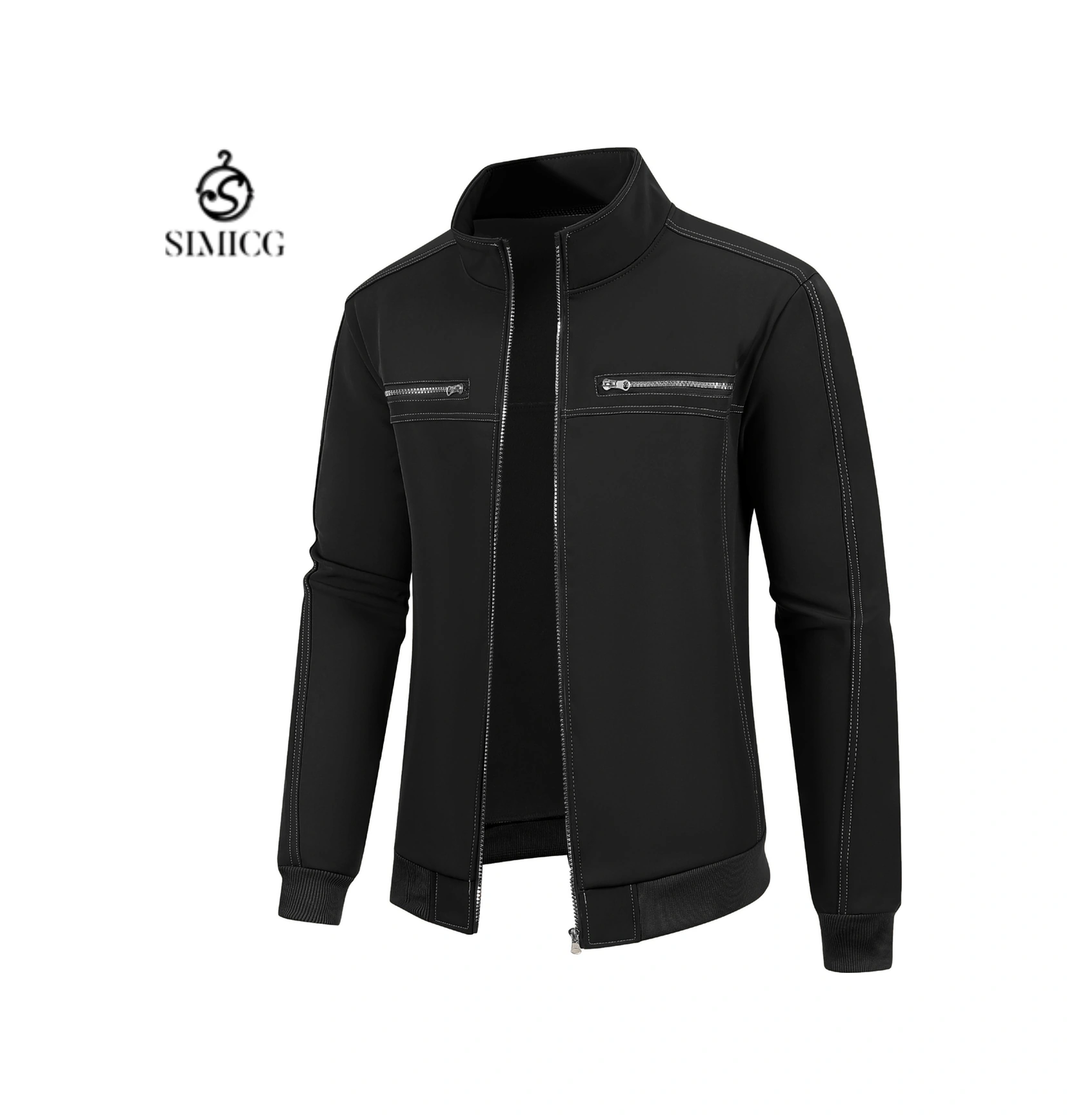 Erkek Ceket Dik Yaka Erkek Günlük Bol Moda Üstler Siyah