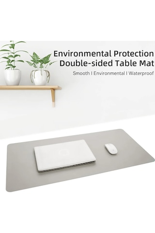 Büyük Pu Deri Masa Matı, Su Geçirmez Mouse Pad Koyu Yeşil, 60x30cm