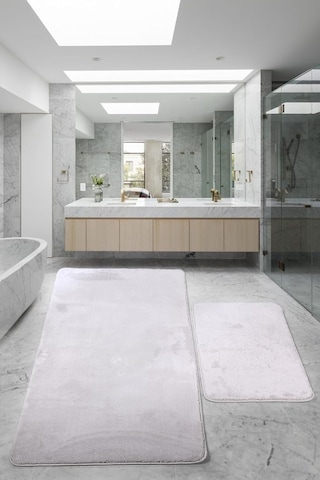 Relax Gri 80x150 + 50x80 Cm 2'li Banyo Halısı Paspası Seti, Kaymaz Klozet Takımı Çok Renkli