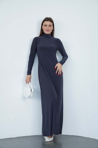 Penyebizden Dora Kadın Maxi Boy Balıkçı Yaka Sandy Elbise-füme